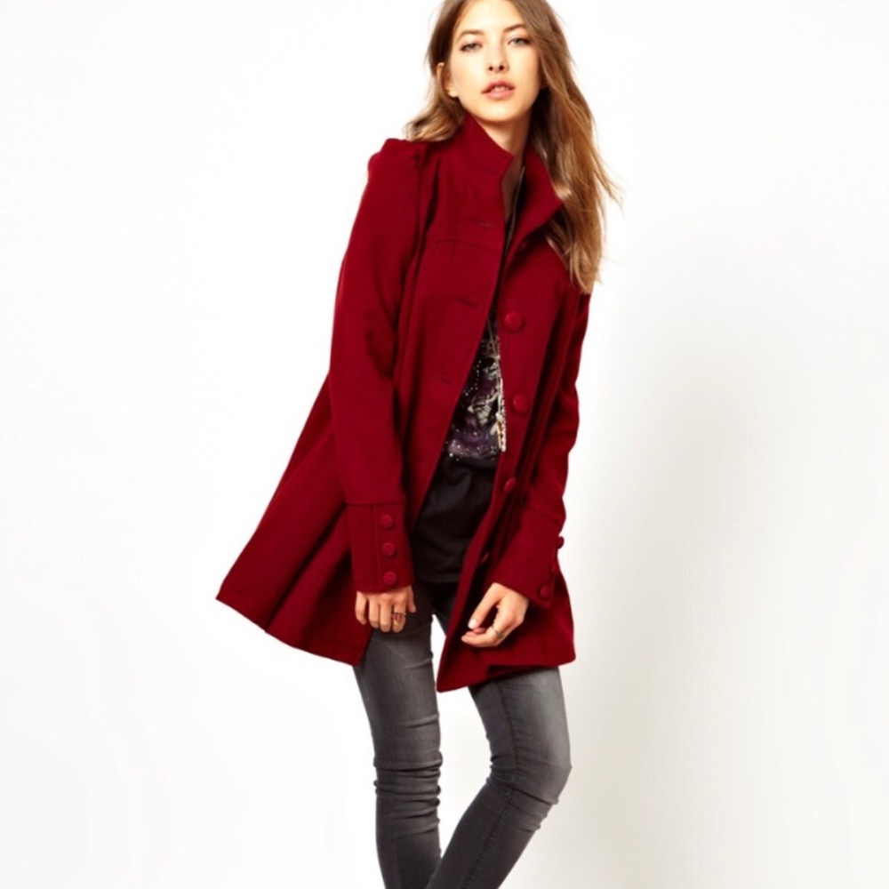 Free people red pleated coat